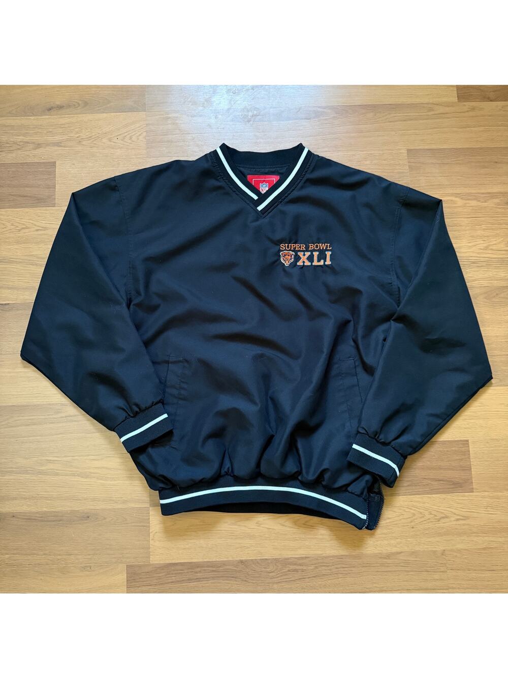 Vintage 2006 Super Bowl XLI Chicago Bulls Black Pullover Windbreaker Jacket Sz M